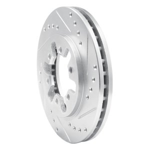 Nissan D21 Hardbody Pickup Brake Rotor (1) - Front Right - R1 Concepts - Drilled & Slotted - Silver - `85-`12